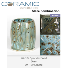 Speckled Toad SW184 over Cenote SW189 Stoneware Combination